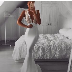 House Of CB, 'Balere' White Bandage And Lace Dress, Size XS